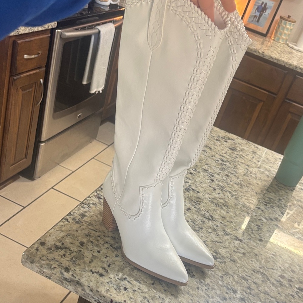Billini White Heeled Knee-High Boots
